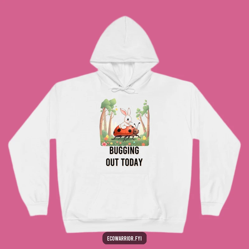 Funny Rabbit Ladybug Hoodie - Cozy Whimsical Forest Comfort