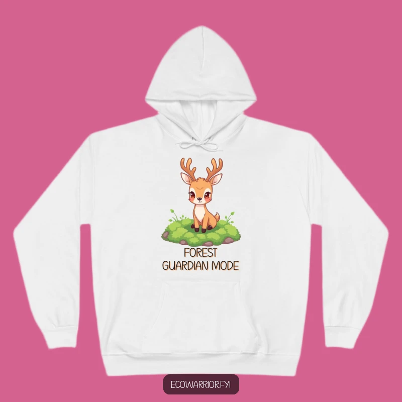 Deer Guarding Moss Hoodie: Cozy Comfort, Steadfast Woodland Guardian