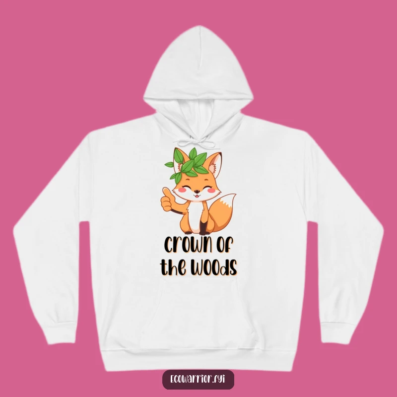 Funny Fox Leaf Crown Hoodie: Playful Thumbs Up Character Sweatshirt Gift