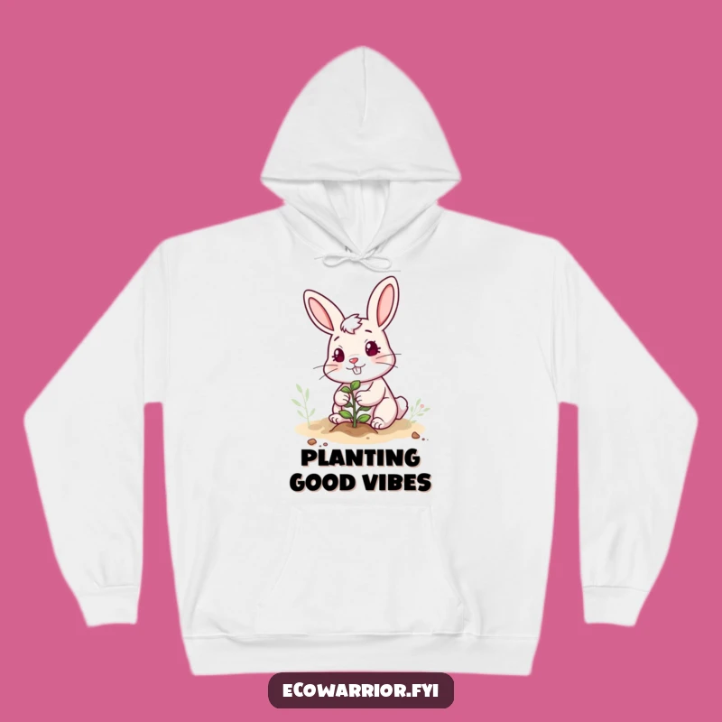 Funny Rabbit Sapling Hoodie: Cheerful Determined Planter's Cozy Gift for Winter
