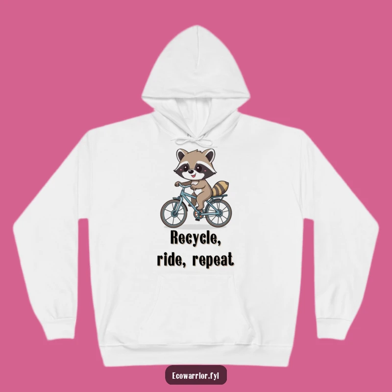 Funny Raccoon Bike Hoodie: Cozy Recycled Rider, Urban Critter Warmth Gift