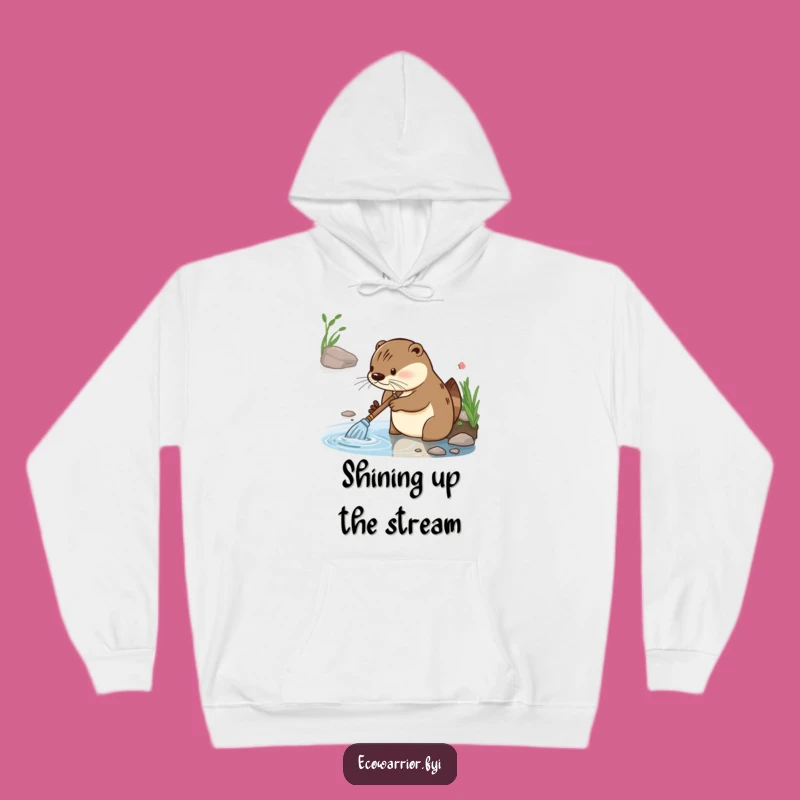 Funny Otter Riverbank Hoodie: Diligent Cleaner's Gleeful Comfort for Chilly Days