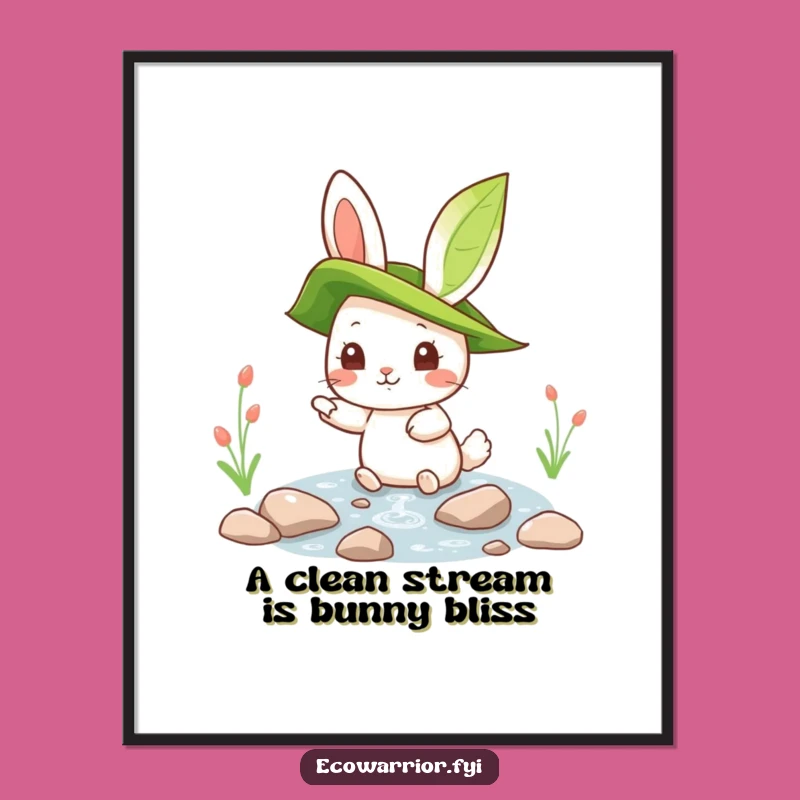Free Printable Wall Art: Curious Rabbit & Clean Stream, Whimsical Downloadable Nature Art for Refreshing Decor