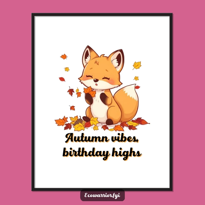Free Printable Fox Wall Art: Funny Autumn Leaf Collector Downloadable Poster