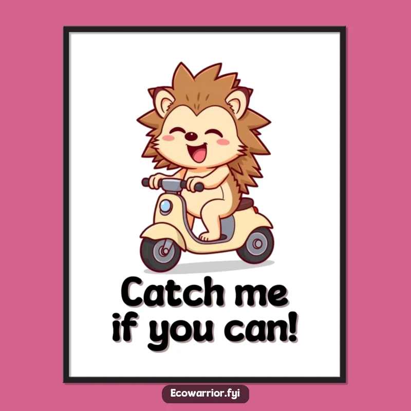 Free Printable Hedgehog Wall Art: Joyful Rider, Breezy Downloadable Decor