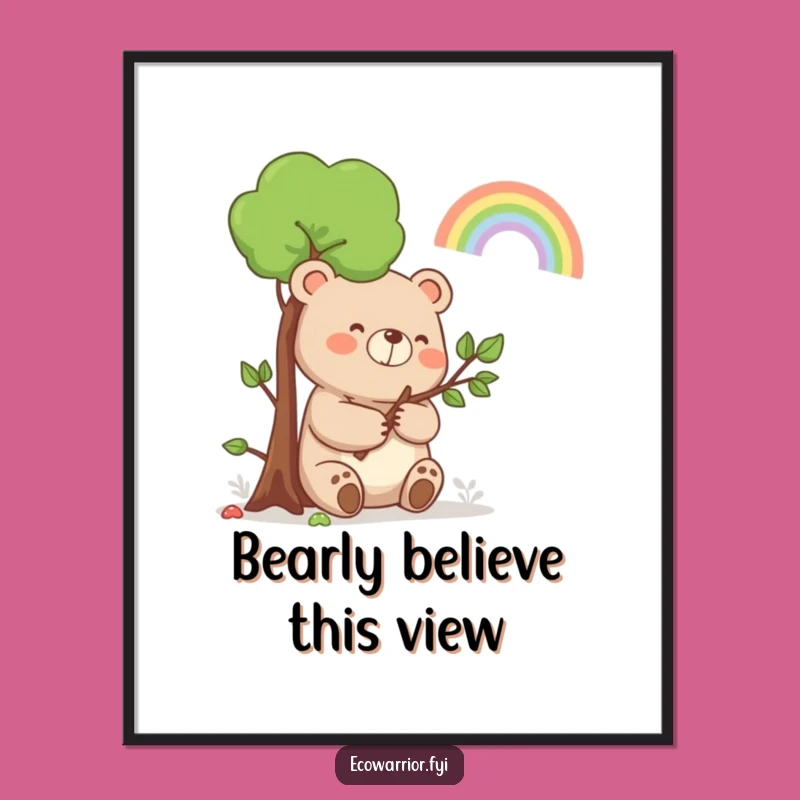 Free Printable Funny Bear Wall Art: Sapling Rainbow Smile Downloadable Decor