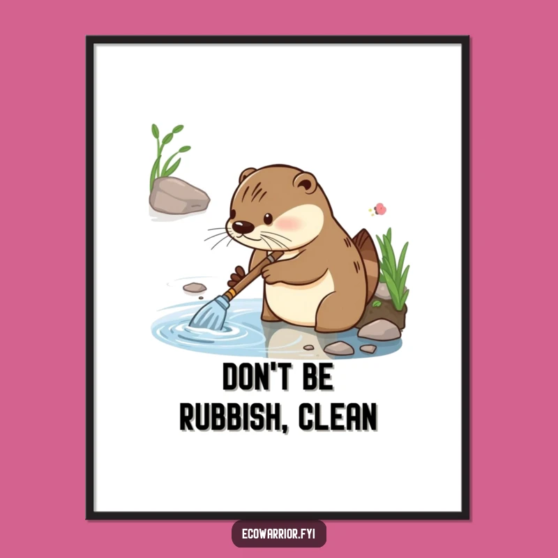 Free Printable Wall Art: Funny Otter Cleaner River Sparkle Downloadable Decor