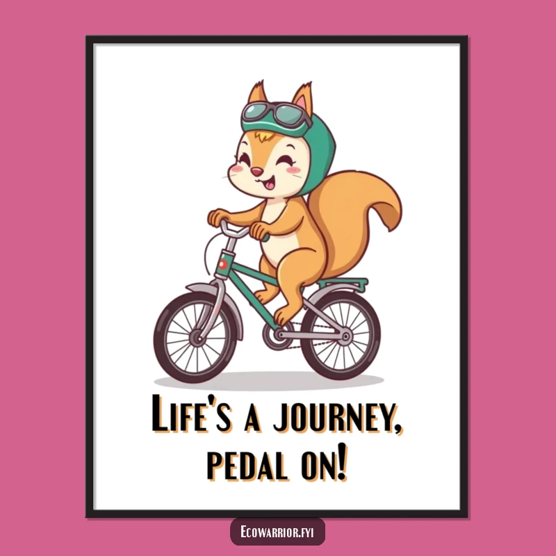 Free Printable Wall Art: Squirrel Recycles Bike, Whimsical Downloadable Decor
