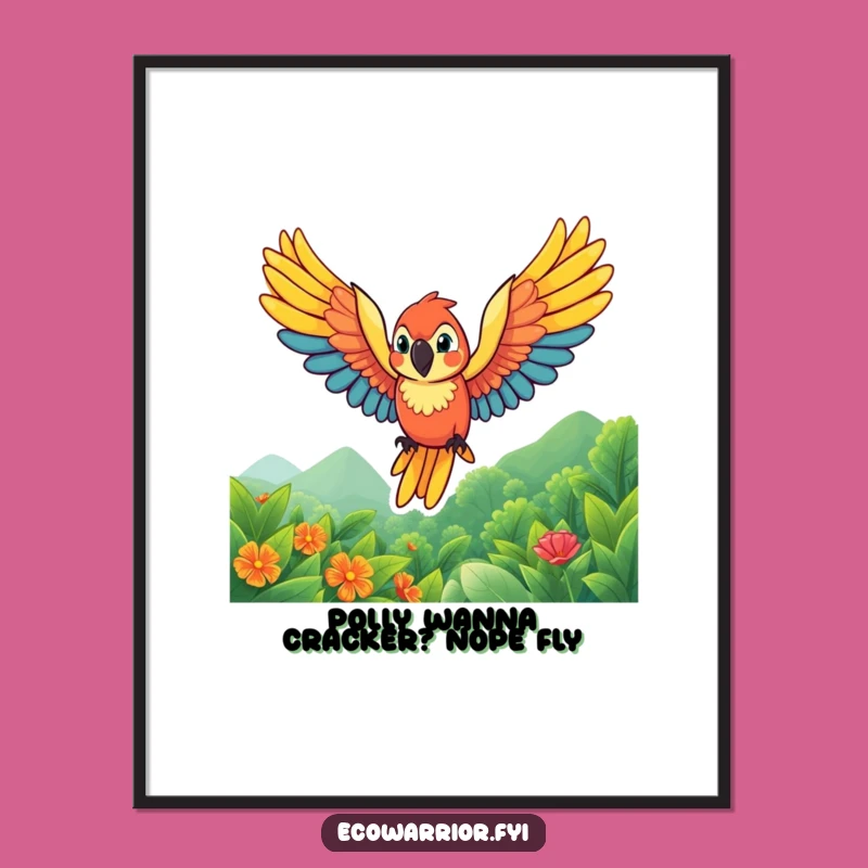 Free Printable Wall Art: Vibrant Parrot Flight, Funny Downloadable Decor for Tropical Vibes