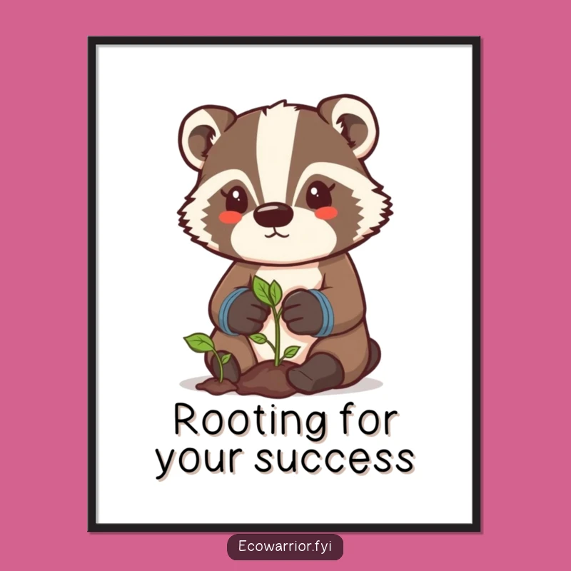 Free Printable Wall Art: Funny Badger Gardener Motivational Art Downloadable Gift