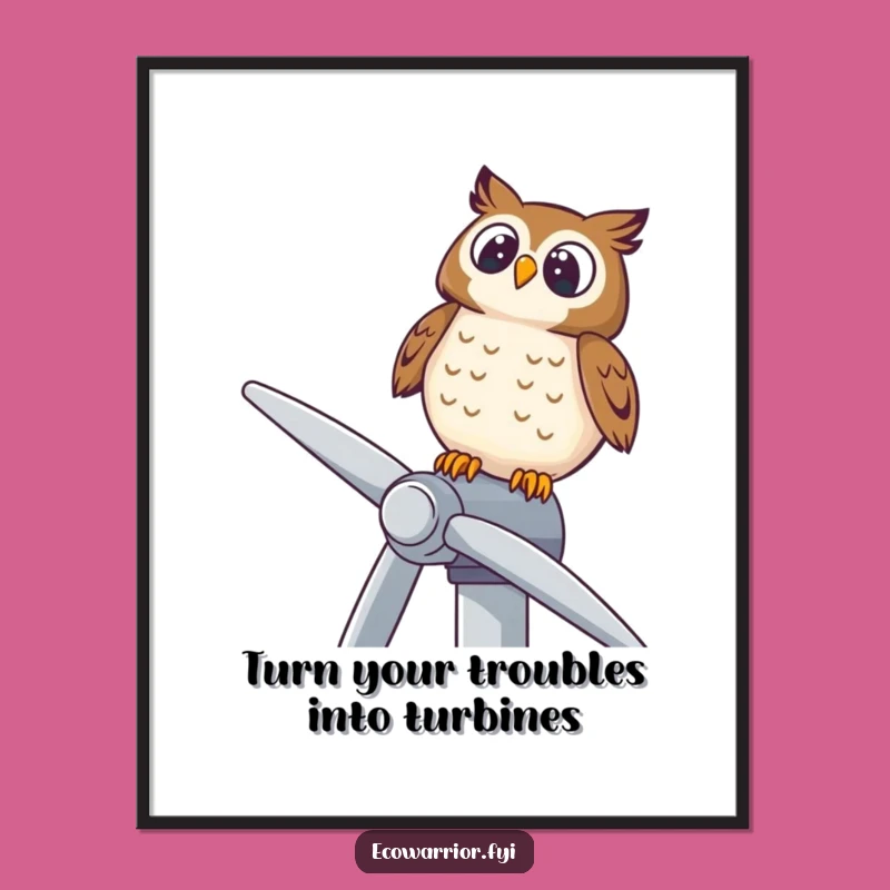 Funny Free Printable Owl Wind Turbine Art: Downloadable DIY Decor Gift!