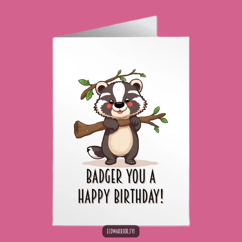 Free Printable Badger Birthday Card: Strong & Steady, Funny Downloadable Gift!