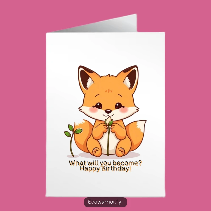 Free Printable Birthday Card: Curious Fox Watching Growth - Downloadable Thoughtful Gift