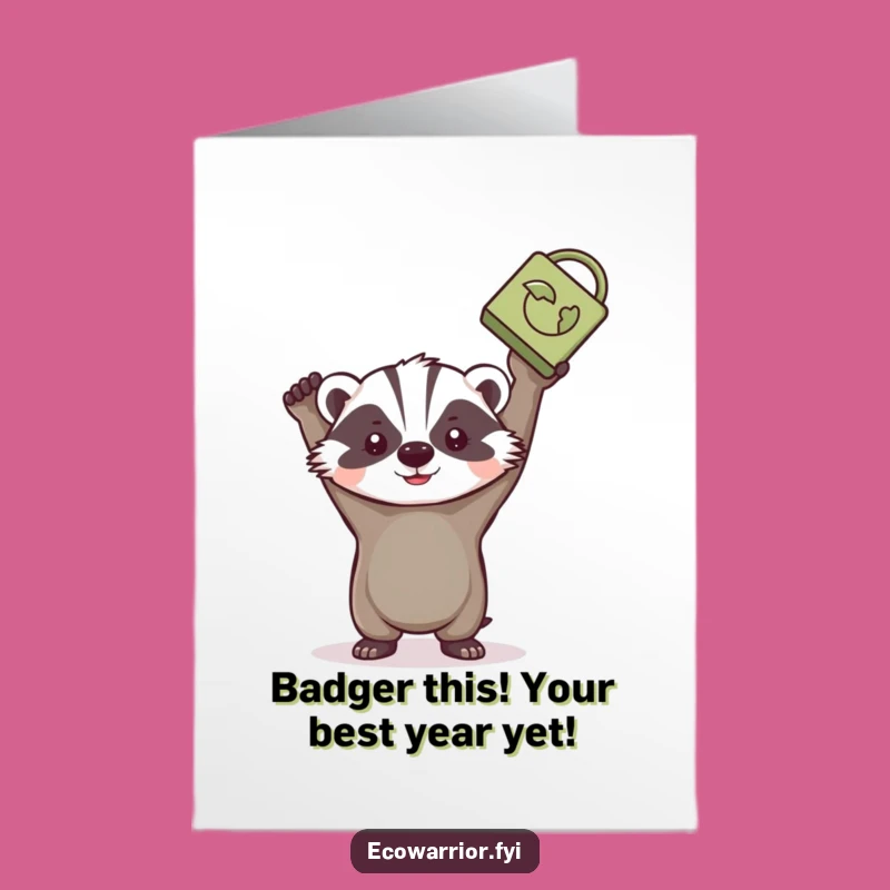 Free Printable Birthday Card: Eco Badger's Cheers - Downloadable Sustainable Gift