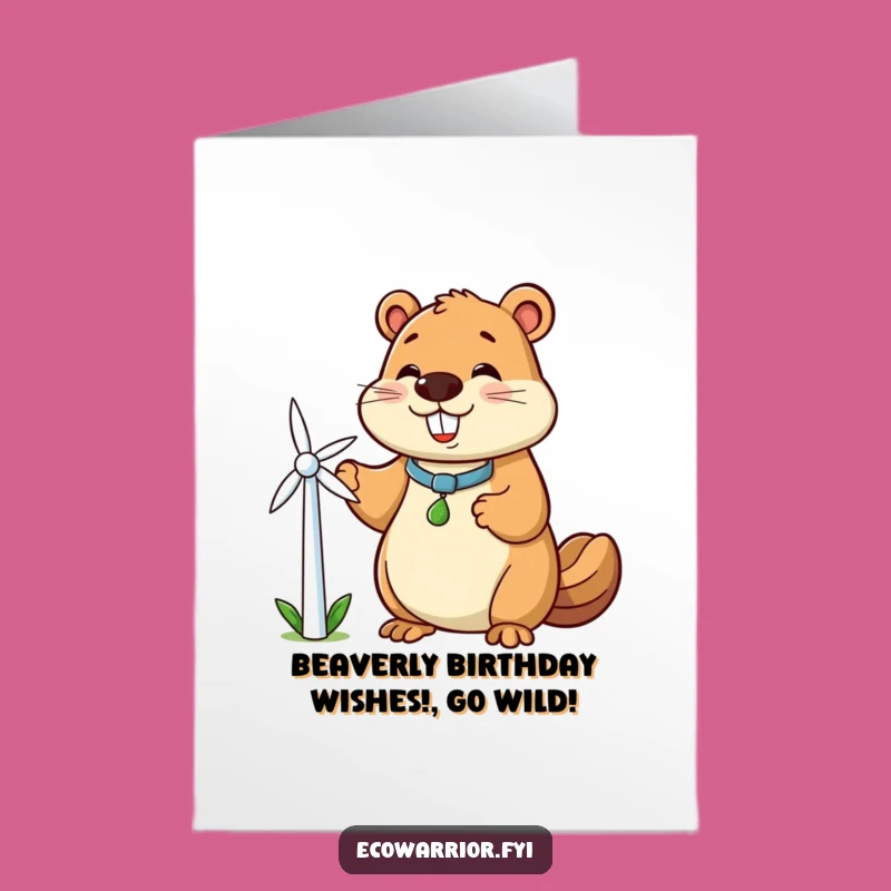 Free Printable Birthday Card: Funny Beaver Powering Fun - Downloadable Gift!