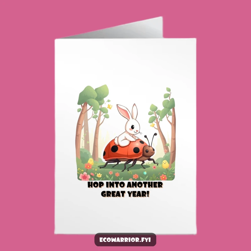 Free Printable Birthday Card: Rabbit Ladybug Adventure Downloadable Fun