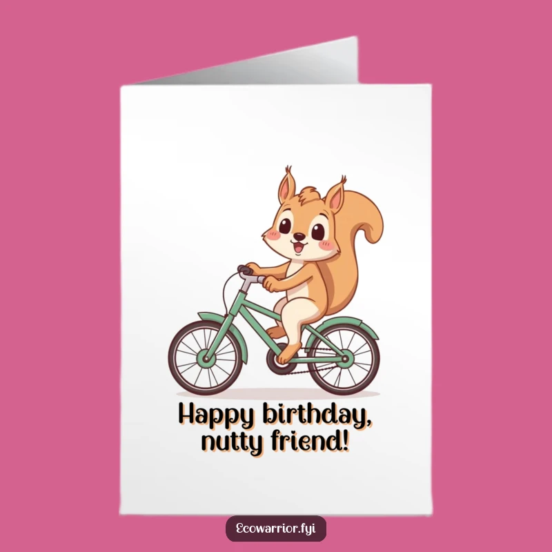 Free Printable Squirrel Birthday Card: Funny Eco-Bike Squirrel Downloadable Gift