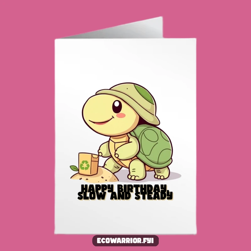 Free Printable Turtle Birthday Card: Funny Downloadable Gift for Steady Progress