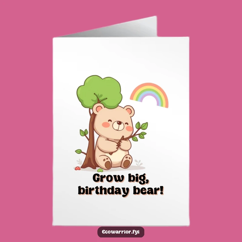 Free Printable Funny Bear Birthday Card: Sapling Rainbow Smile Downloadable Gift