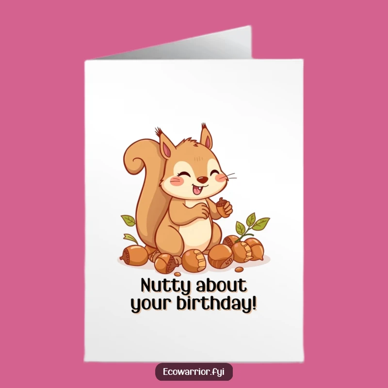 Free Printable Squirrel Birthday Card: Funny Acorn Gatherer Downloadable Gift