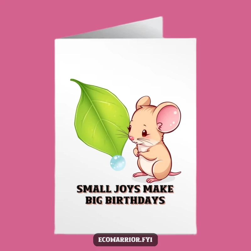 Free Printable Birthday Card: Curious Mouse Dewdrop Funny Downloadable Gift
