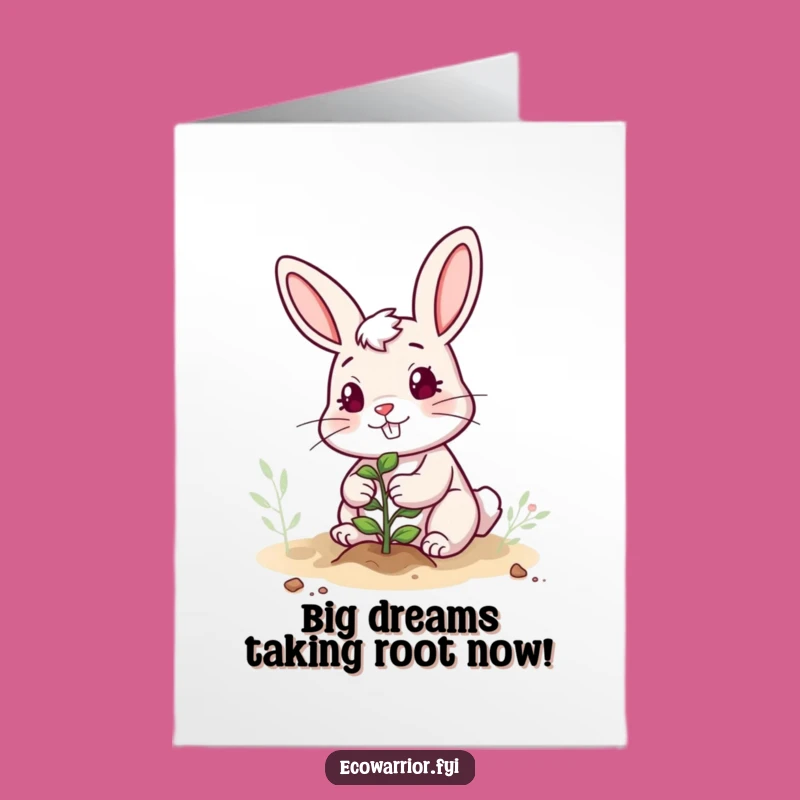Free Printable Congrats Card: Funny Rabbit Gardener Celebrates New Beginnings Downloadable