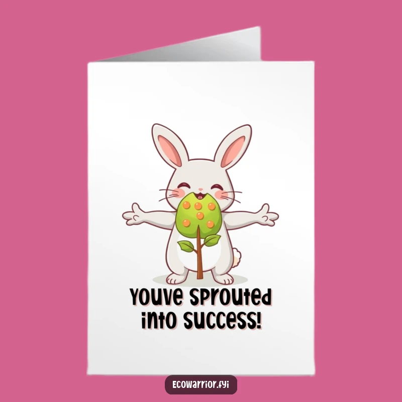 Free Printable Congrats Card: Funny Rabbit & Sapling - Downloadable Eco-Friendly Celebration