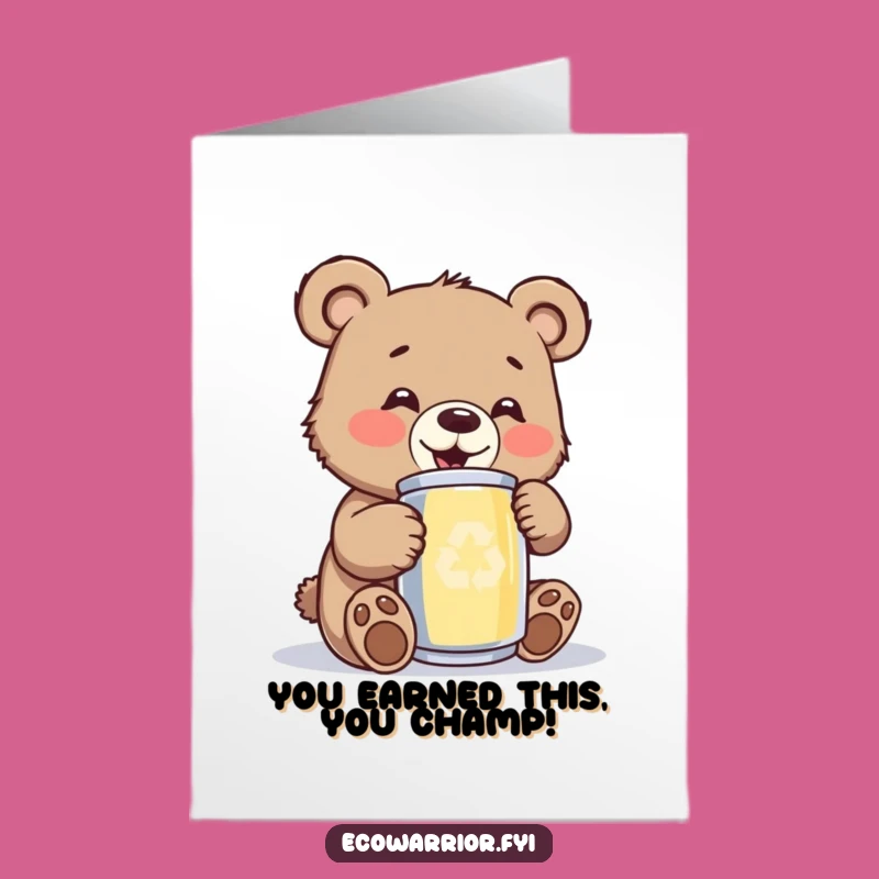 Free Printable Congrats Card: Happy Bear Cub's Shiny Success!