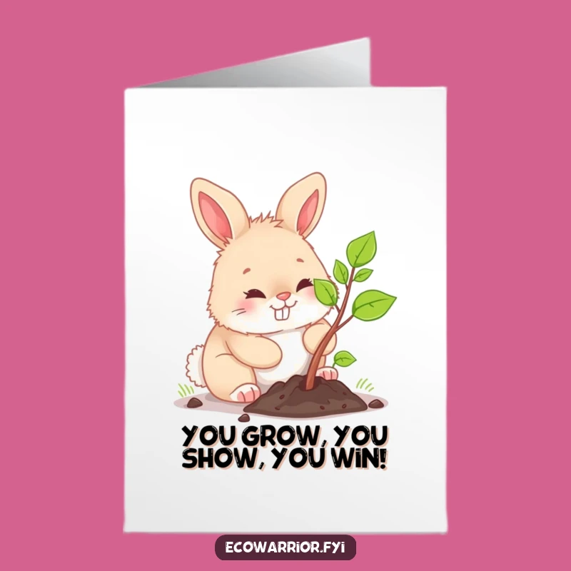 Free Printable Bunny Congrats Card: Determined Planting, Funny Downloadable for New Ventures