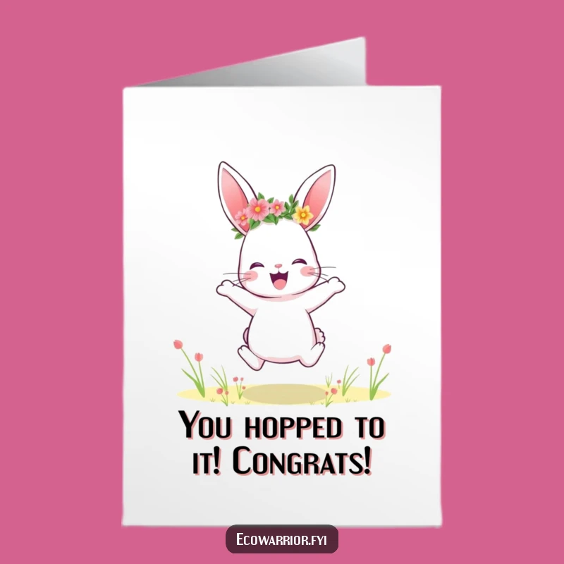 Free Printable Congrats Card: Playful Rabbit's Joyful Leap - Downloadable Success Gift