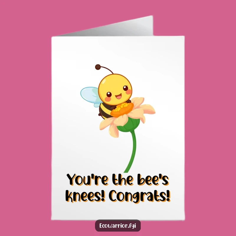 Free Printable Bee Congrats Card: Pollinating Success, Downloadable Cheer!