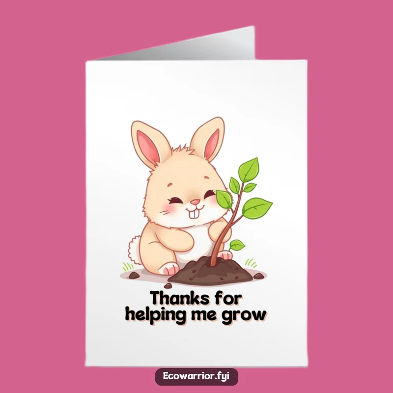 Free Printable Bunny Thank You Card: Determined Planting, Funny Downloadable for Gratitude