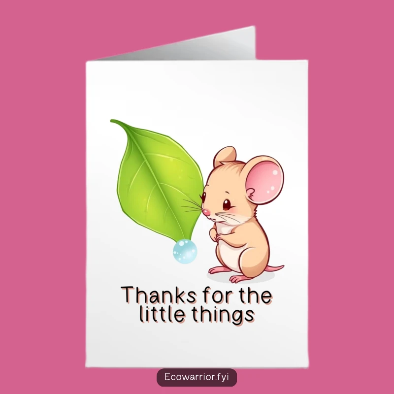 Free Printable Thank You Card: Curious Mouse Dewdrop Funny Downloadable Appreciation Gift
