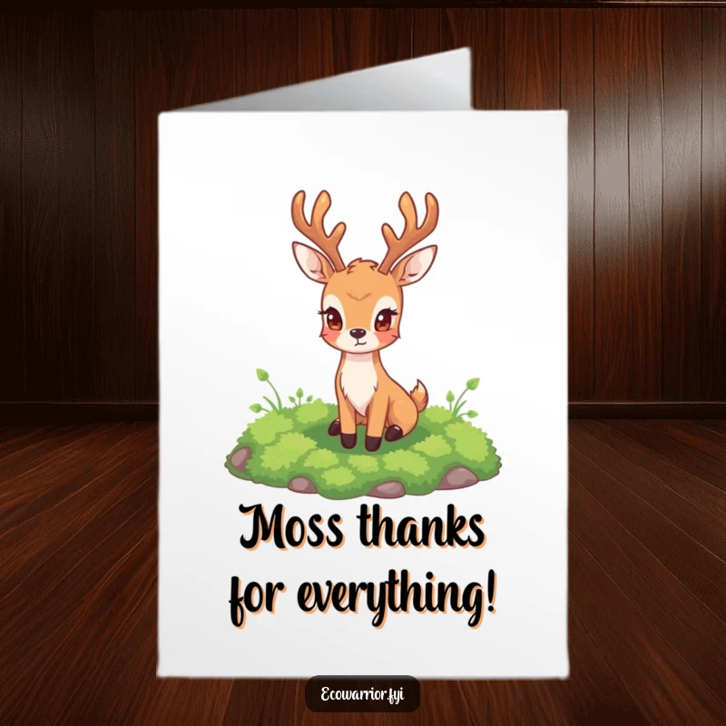 Elegant Free Printable Thank You Card: A serene deer guarding moss, conveying sincere thanks with natural beauty.