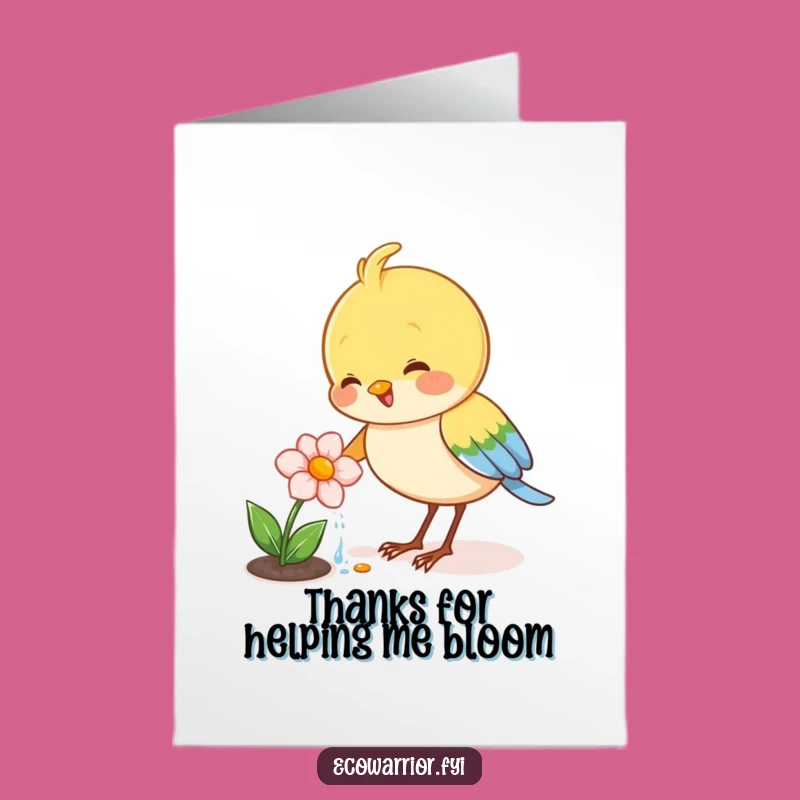 Free Printable Thank You Card: Funny Bird Grower Shows Gratitude Downloadable