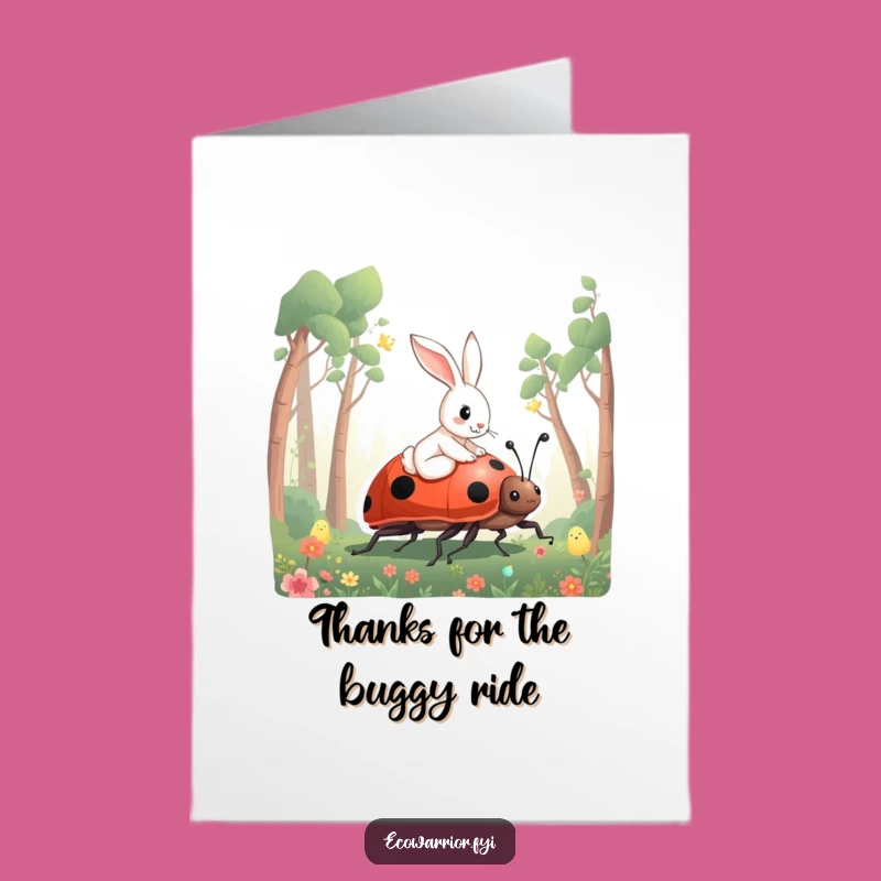 Free Printable Thank You Card: Rabbit Ladybug Ride Downloadable Thanks