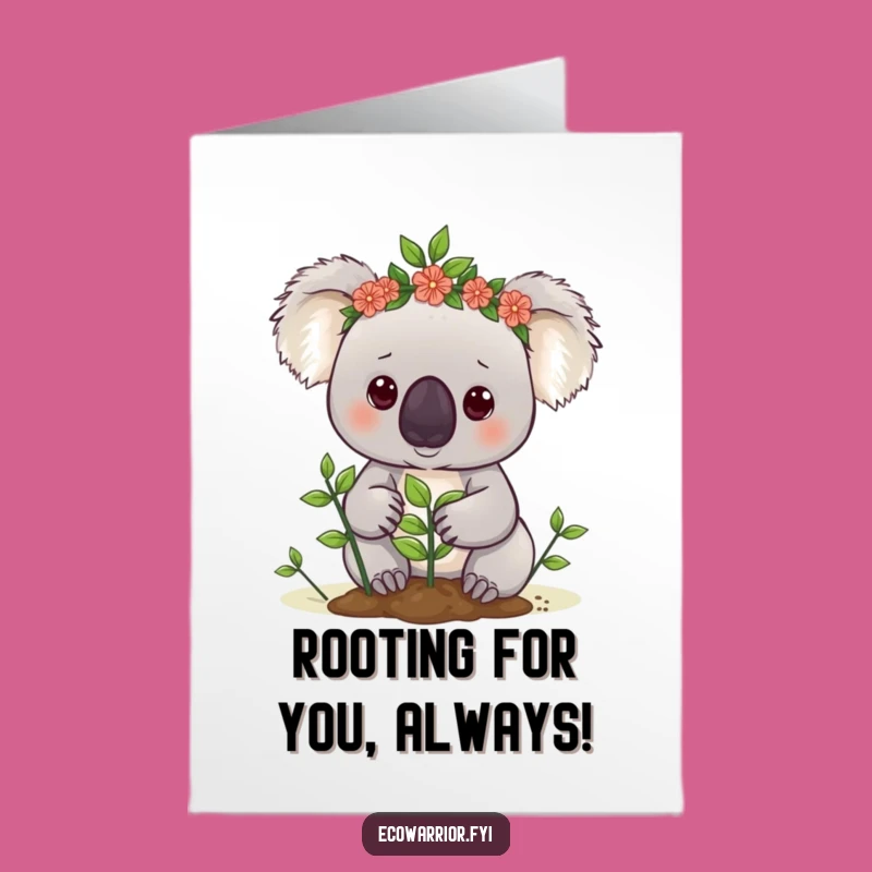 Free Printable Thank You Card: Determined Koala Planting, Green Downloadable Gift of Thanks