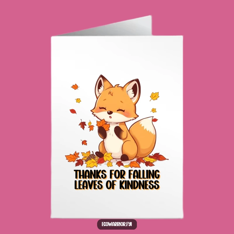 Free Printable Fox Thank You Card: Funny Leaf Collector Downloadable Gift Idea