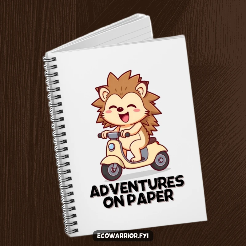 Funny Cheerful Hedgehog Scooter Notebook: A notebook with a cheerful hedgehog riding a wind scooter, looking joyful, for writing.