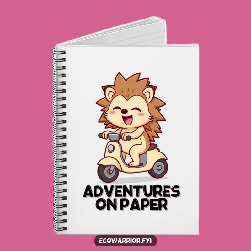 Funny Cheerful Hedgehog Scooter Notebook: Journal Your Adventures, Perfect Funny Gift