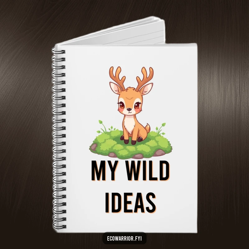 Funny Deer Notebook cover showing a noble deer guarding a patch of lush moss, perfect for journaling nature's wonders.