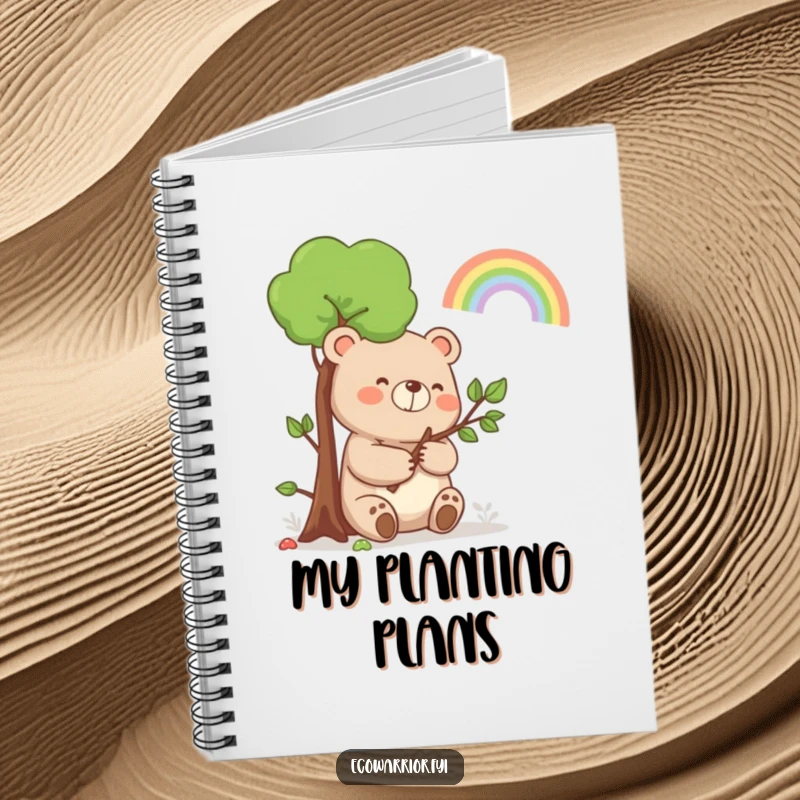 Funny Bear Rainbow Notebook: A happy bear holding a sapling, smiling at a rainbow, for writing nature notes.