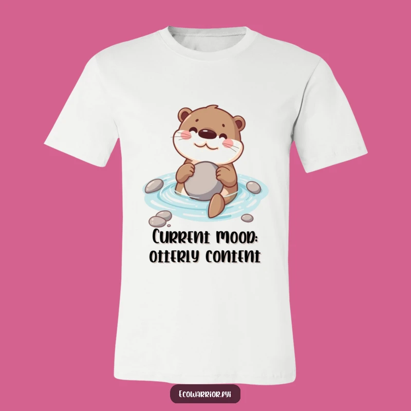 Funny Otter T-Shirt: Playful Swimming Otter Holding a Stone, Hilarious Animal Gift