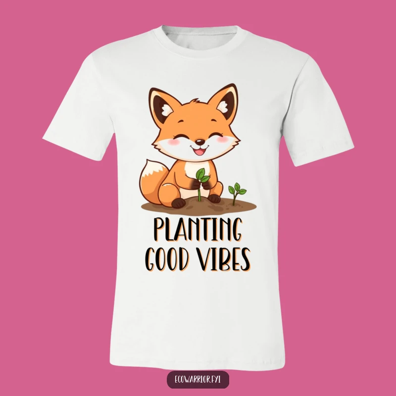 Funny Fox Gardener T-Shirt: Determined Planting Fox, Quirky Gift Idea