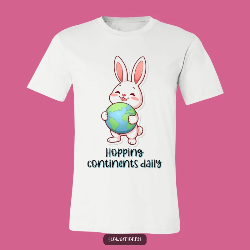 Funny Joyful Rabbit Globe T-Shirt: Adventure Seeker Tee, Ideal Funny Gift