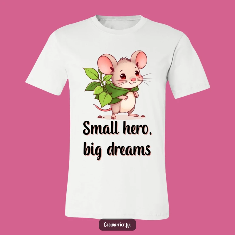 Funny Mouse Planter T-Shirt - Determined Leaf Cape Hero, Hilarious Gift Apparel