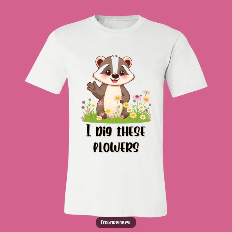 Funny Badger T-Shirt: Friendly Wildflower Badger, Hilarious Nature Lover Gift