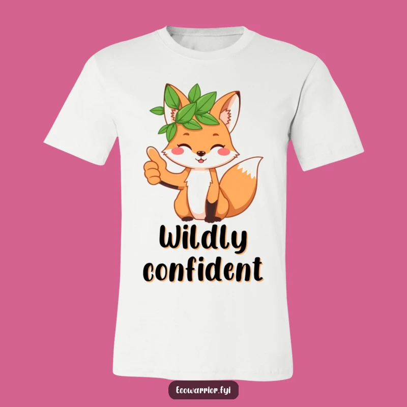 Funny Fox Leaf Crown T-Shirt: Playful Thumbs Up Character Tee, Cool Gift