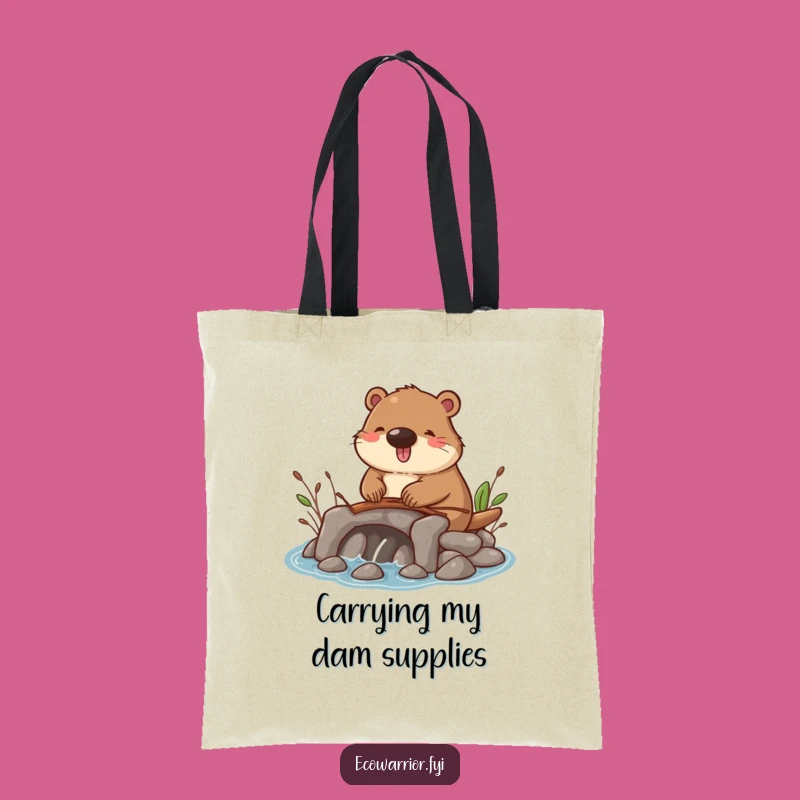 Funny Beaver Dam Builder Tote Bag: Eco-Friendly & Hilarious Woodland Carryall Gift