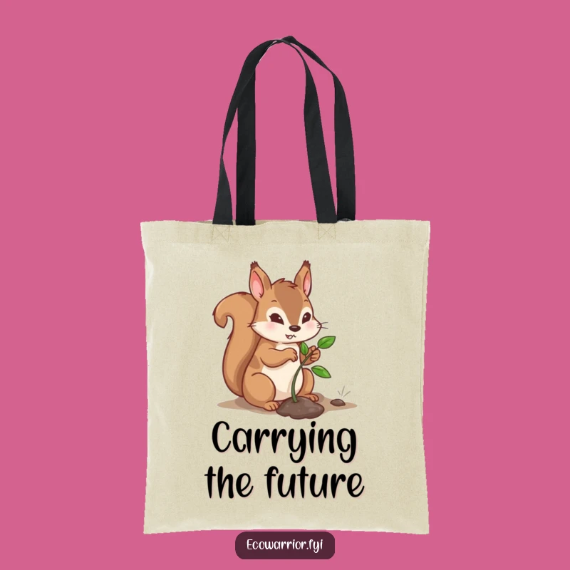 Funny Tote Bag: Determined Squirrel Sapling Planter Accessory Funny Gift